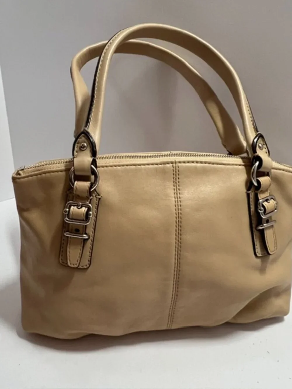 Coach Madison Mini Leather Satchel Handbag Beige Top straps w/cert of auth. VTG